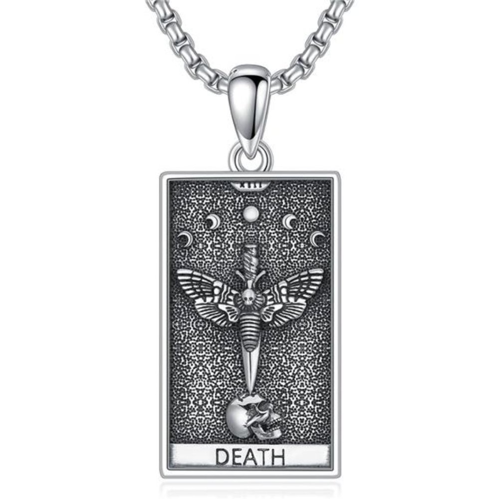 Tarot Card Necklace 925 Sterling Silver Skeleton Necklace The Sun Moon